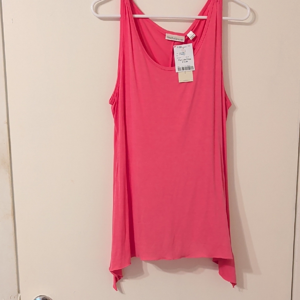John Paul Richard Bright Pink Top, Handkerchief Hem, Size L